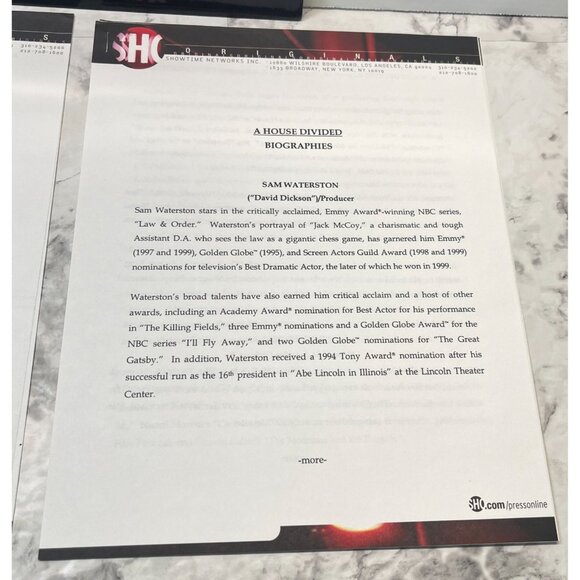 A House Divided Movie Press Kit Showtime 2000 Sam Waterston Jennifer Beals - Picture 4 of 6